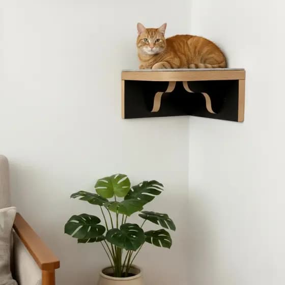 Prateleira Para Gatos MDF 15mm REFORÇADO com Carpete Antiderrapante Gatificação Prateleira de Canto