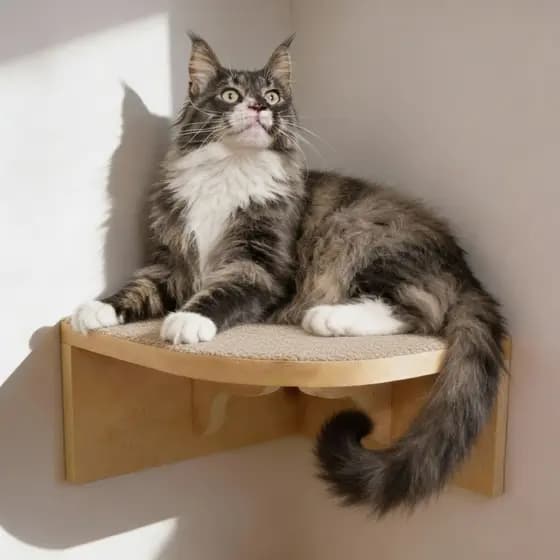 Prateleira Para Gatos de Canto Interno CRU MDF 15mm REFORÇADO c/ Carpete Playground Gatificação