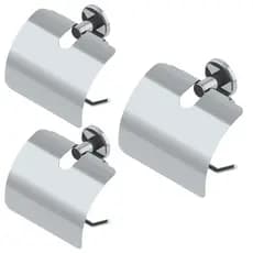 Kit 3 Papeleiras Inox com Tampa – Suporte Papel Higiênico Parede Antiferrugem Banheiro