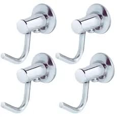 Kit com 4 Ganchos de Parede Alumínio para Banheiro - Cabide Porta Toalha com Parafusos Inox