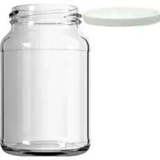 02 Potes Vidro Palmito 500ml C/tampa Metal E Lacre Doce Mel