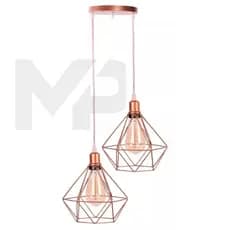 Pendente Aramado Base Dupla Fio Cristal Diamante Luminária Lustre Retrô industrial
