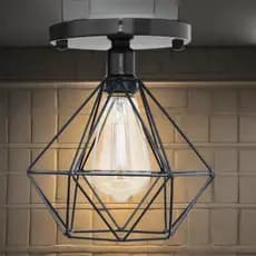 Lustre Teto Plafon Industrial Aramado Diamante Luminária pendente