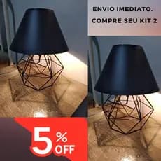 KIT 2 Abajur Pequeno luminária Com Aramado Retrô Ideal Para Quarto Diamante