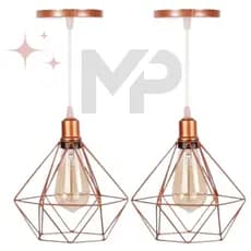 Kit 2 Pendente Lustre Luminária Aramado Diamante