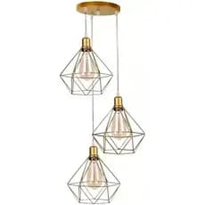 Triplo Lustres Pendentes Diamante Cobre Aramado E27 El39