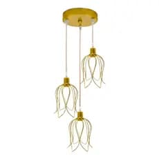 Pendente Triplo Lustre Luminária Aramado Tulipa Cabo 1 Metro