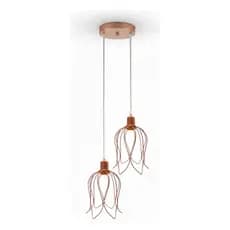 Luminaria Duplo Lustre Pendente Tulipa Dourado Cabo 1 Metro