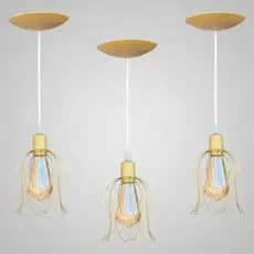 Kit 3 Tulipa Luminária de Teto Aramado Luz com Cabo Cristal Regulável 1 metro