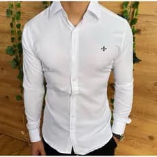Camisa Social manga longa Masculina DD) ️ Manga longa Slim Fit casual não amassa fácil de passar