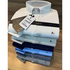 Camisa Social A— RAMIS Masculina Manga Longa Slim Fit Confortável Casual não amassa