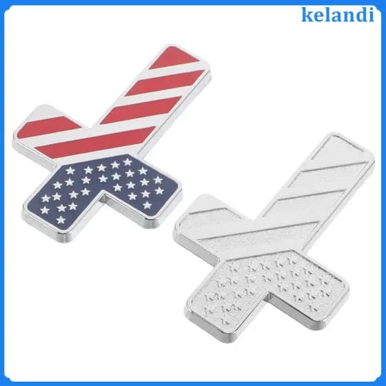 📎 2Peças Emblema Cruz Cristã Para Carro Acessório Metal Colorido