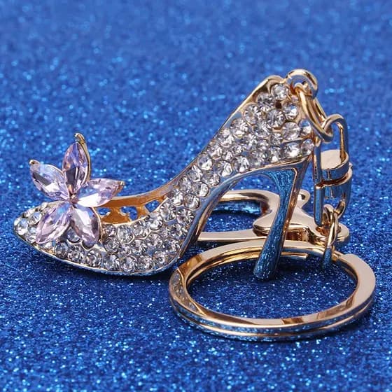 Novos Sapatos de Cristal Alta Elasticidade Chaveiro de Salto Pingente Anel de Bolsa Presente