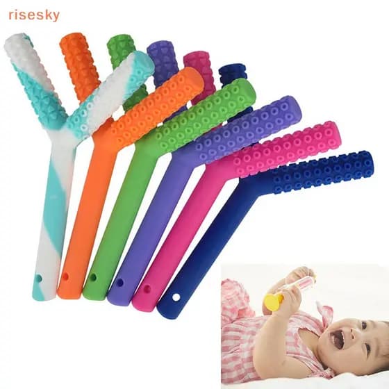 Tubo de Mastiga莽茫o em Forma de Y Adequado para Crian莽as, Mordedor de Beb锚, Ferramenta de Motor Oral Texturizada para Aut
