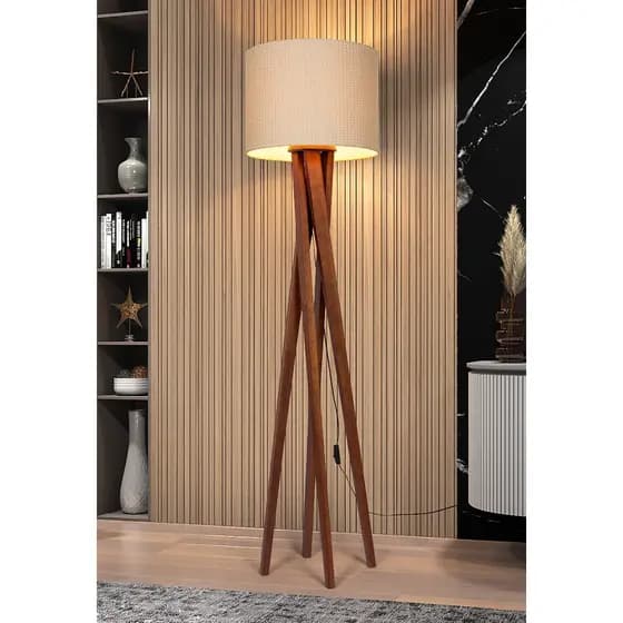D+Mob Luminária de Chão Cristal Luxo Elegância Cúpula Em Tecido Tripé 1,48 cm