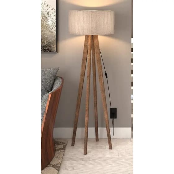 Abajur Para Sala Decor Pés em Madeira Imbuia Luminaria Bivolt
