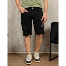 Bermuda Jeans Rasgada Masculina Estilo Jogador Pronta Entrega