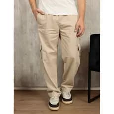 Calça Cargo Masculina Bolsos Largo Cintura de Cordão Ideal Para Manobras Streetwear