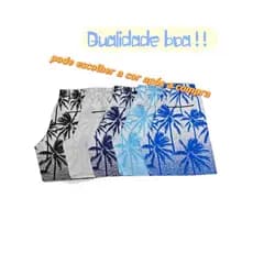 kit 2 Shorts Bermuda Masculina Tactel Praia Piscina Academia Estampada com Cordão