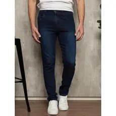 Calça Jeans Masculina Azul Escuro Com Elastano Skinny