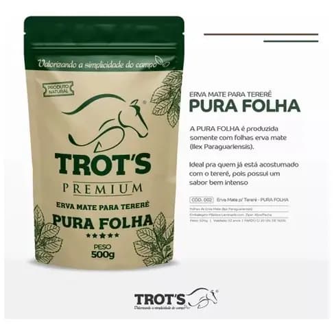 Erva Mate Tereré Premium Trot's 500g Sabor Pura Folha Terere