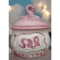 Saleiro laço rosa feito em ceramica