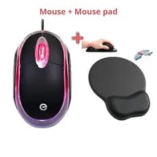Kit Mouse Exbom USB Óptico Ergonômico PC Notebook Mouse pad Ergonomico Trabalho+ Mousa Pad Em Gel Com Apoio Punho