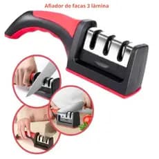 Amolador De Facas 3 Em 1 Com Base Antiderrapante Afiaçao Rapida E Segura