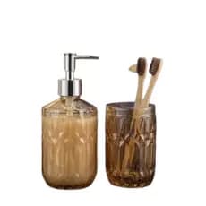 Porta Sabonete Liquido +Oganizador De Escova 2 Em 1 Leve Pratico Ideal Para Banheiro Moderno