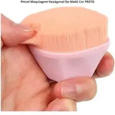 Kit Pincel Maguiagem Hexagonal De Make Com Estojo Transparente Cor Preto Das Bloqueirinha