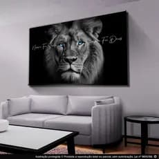 Quadro Decorativo Leão Judá Olhos Azuis Nunca Foi Sorte Mosaico Sala Quarto Escritório Hall