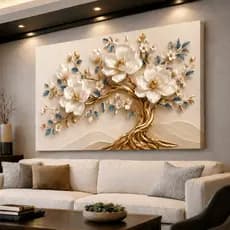 Quadro Decorativo Árvore Da Vida Amor Prosperidade Ouro Flor Sala Quarto Escritório