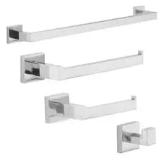 Kit Acessórios Para Banheiro Lavabo Premium 4 Peças Inox 304