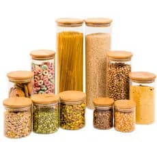 11 Porta Mantimentos Herméticos Vidro Bambu Silicone Premium