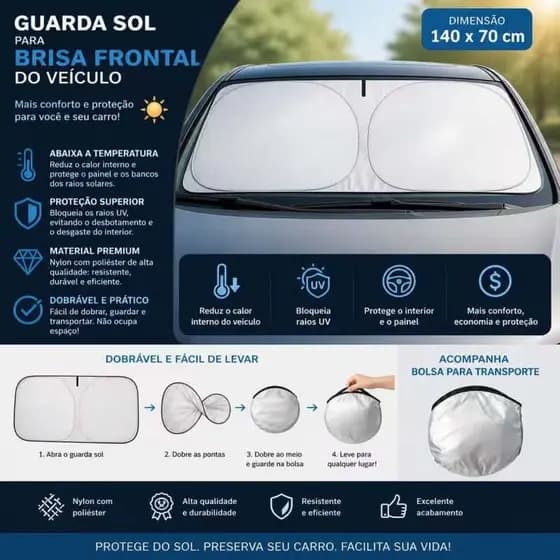 Guarda-Sol para Para-Brisa de Carro Dobrável Protetor Solar ES