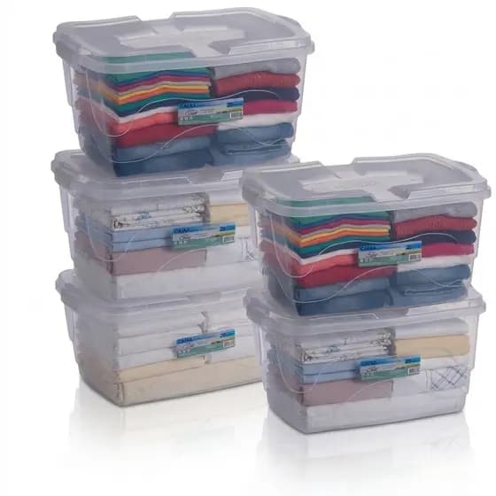 Conjunto 3 Caixas Organizadoras 34L Transparentes Multiuso Grande para Brinquedos Roupas e Organização