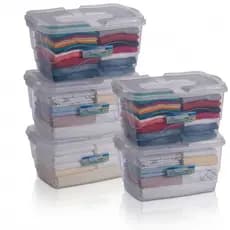 Conjunto 3 Caixas Organizadoras 34L Transparentes Multiuso Grande para Brinquedos Roupas e Organização
