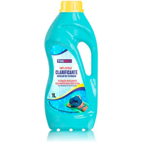 Clarificante para Piscina Togmax 1L Água Cristalina Efeito Rápido Fácil Aplicação Floculante