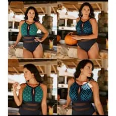 Maiô feminino listrado Plus Size