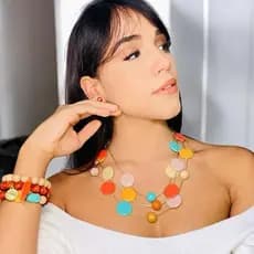 COLAR FEMININO DE PÉROLA BRINCO E PULSEIRA DE BOLAS ABS RESINA