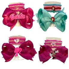 Kit Bolsa Pulseira e Laço para Cabelo Tic Tac  Infantil Miçanga Bico de Pato Rabicó Xuxinha