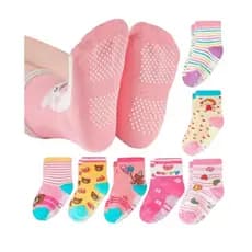 Kit 12 Pares Meia Infantil Bebê Menina e Menino Antiderrapante Cores Sortidas Qualidade Premium
