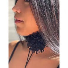 Colar Choker Gargantilha Flor de Tecido Feminino Moda Blogueira