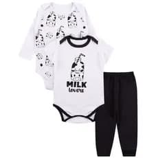 Kit Roupa De Bebe 3 Peças Body Manga Longa e Curta e Calça Algodão Menino