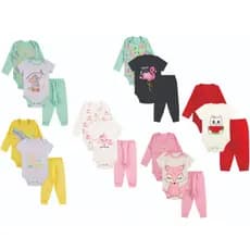 Roupa De Bebe 09 Peças Body Manga Longa e Curta e Calça Algodão  Menina