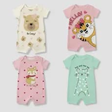 Kit 4 Macaquinhos Bebê Menina Suedine 100% Algodão Premium Banho de Sol Roupa Infantil Confortável
