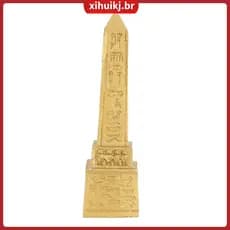 💍 Ornamento Egípcio De Torre Dourada Em Resina Para Ambiente Interno