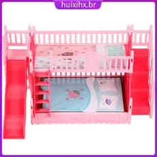 🏠 1Móvel Mini Beliche Rosa ABS Para Decoração Delicada