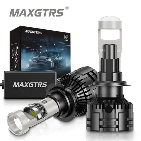 MAXGTRS 2x H4 Hi/Lo H7 Bi-Led Projector Lens H11 9005 HB3 9006 HB4 Car Headlight Canbus Lampada 6000K Mini Fog Lamp 12V