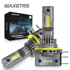 MAXGTRS 2pcs H15 LED Lâmpadas De Farol CANBUS 6500K Branco 30000LM Lâmpada De Condução DRL De Feixe Alto Para Carro Com